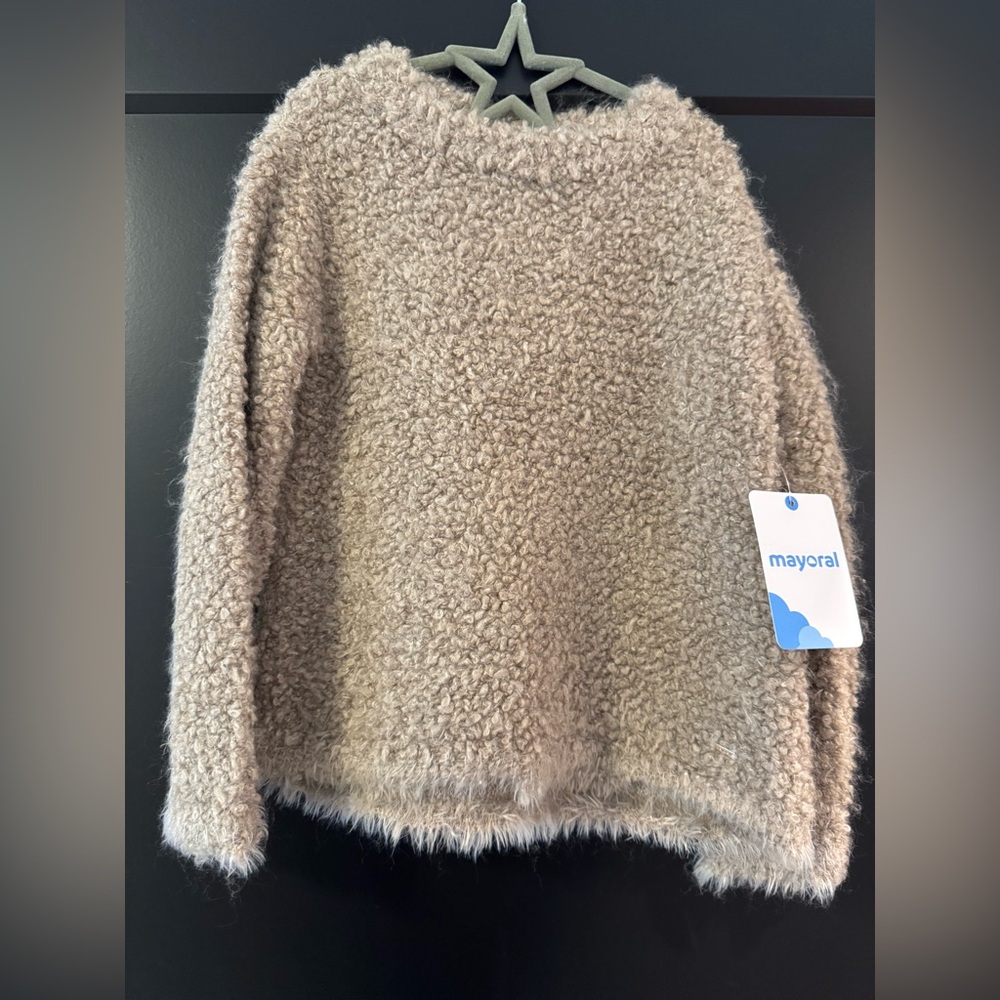Mayoral Tan Fuzzy Kids Sweater